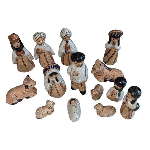 Tonala 14-Piece Ceramic Nativity Handcrafted Figurines Christmas Decor - Picture 1 of 12